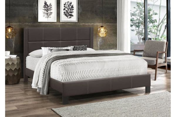 5352 Espresso PU Upholstered Platform Bed