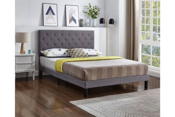 5650 Grey Upholstered Platform Bed