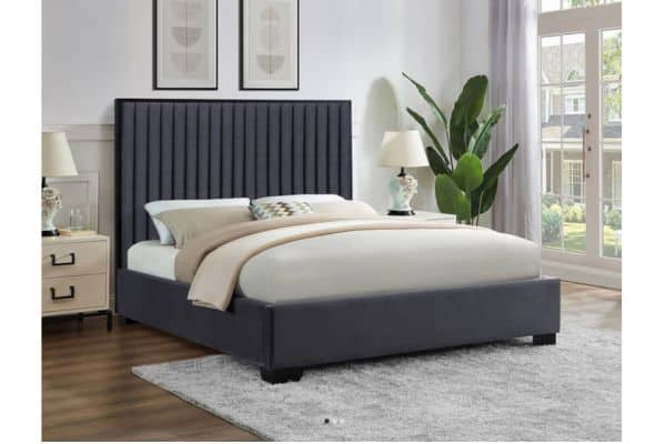 5545 Grey Upholstered Platform Bed