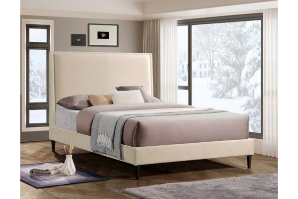 5572 Creme Upholstered Platform Bed