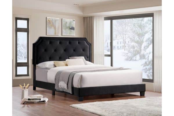 5613 Black Upholstered Platform Bed