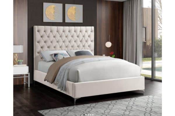 5642 Creme Upholstered Platform Bed
