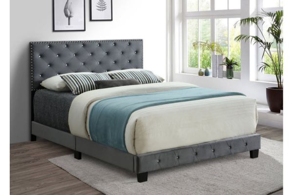 5650 Grey Upholstered Platform Bed