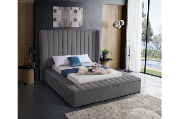 5720 Grey Upholstered Platform Bed
