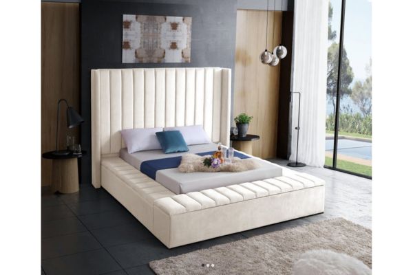 5723 Creme Upholstered Platform Bed