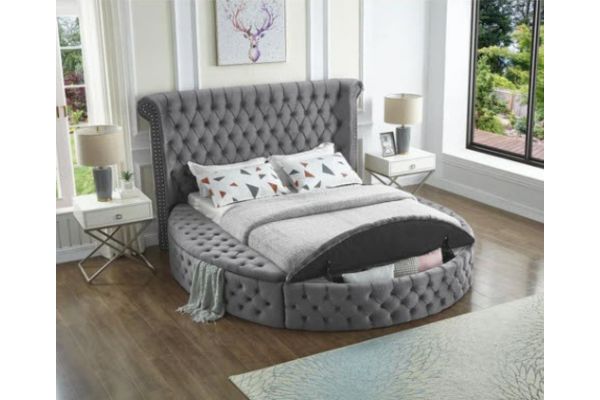 5770 Grey Upholstered Platform Bed