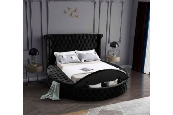 5773 Black Upholstered Platform Bed