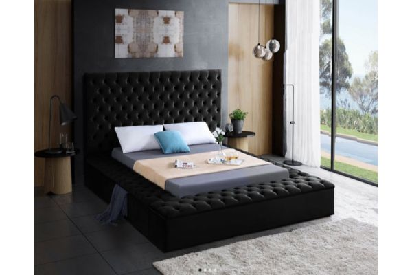 5793 Black Upholstered Platform Bed