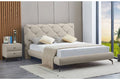 5945 Beige Upholstered Platform Bed