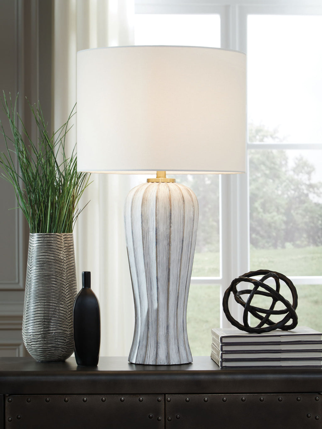 Lanwell - Poly Table Lamp - Antique Gray