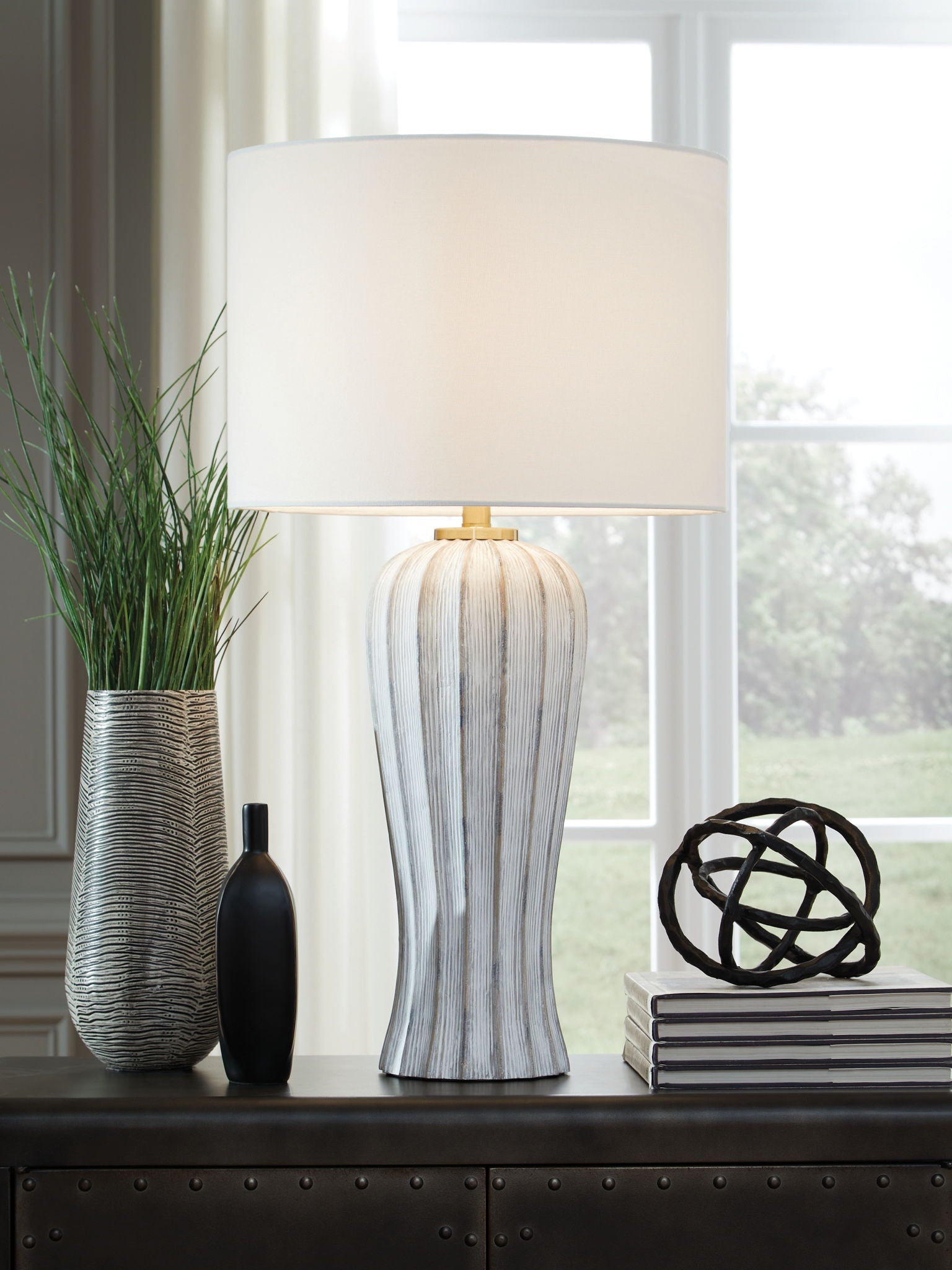Lanwell - Poly Table Lamp - Antique Gray