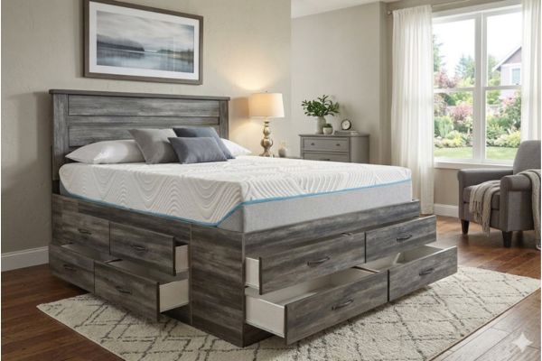 6720 Modern 12 Drawer Storage Bed Made in Canada