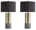 Jacek - Metal Table Lamp (Set of 2) - Gray / Brass Finish