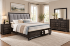 Global Furniture Upholstered Sleigh Storage Bedroom Set – Queen or King