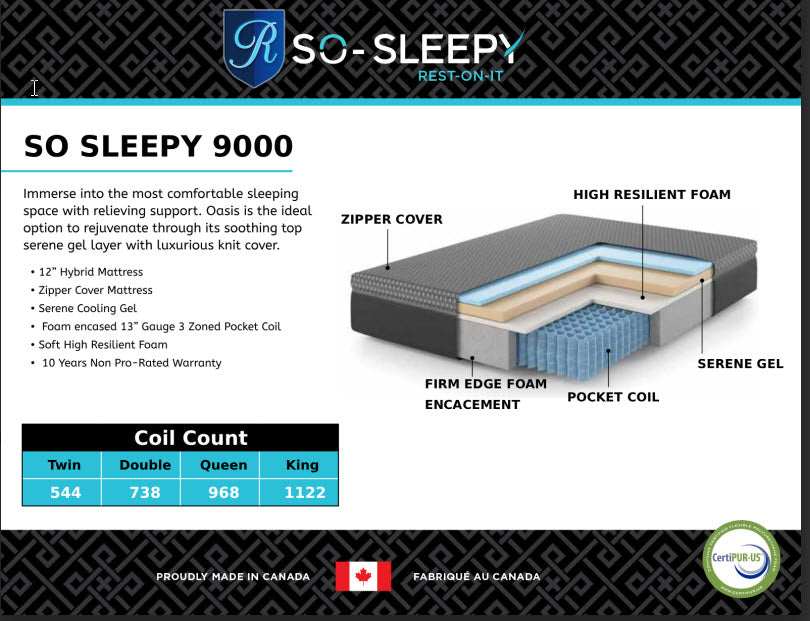 Restonit 9000 11" Plush Hybrid Mattress-in-a-Box