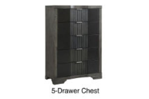 Global Furniture Grey & Black Reeded Bedroom Set
