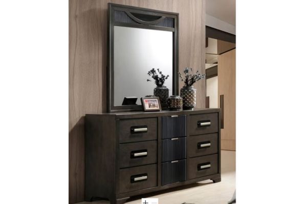 Global Furniture Grey & Black Reeded Bedroom Set