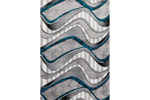 Bristol Grey & Turquoise Wave Area Rug