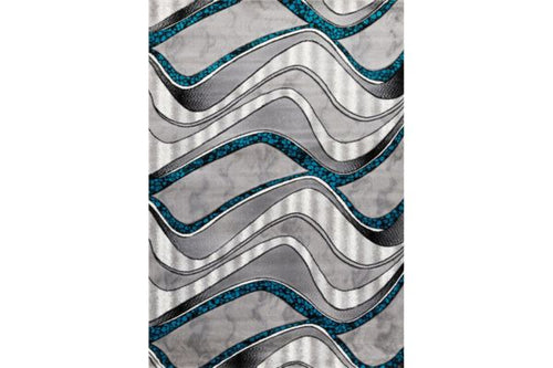 Bristol Grey & Turquoise Wave Area Rug