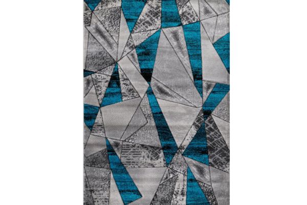 Bristol Grey & Turquoise Diamond Area Rug