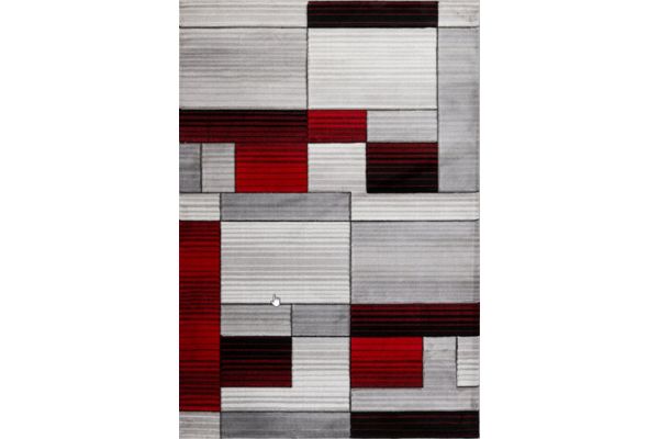 Bristol Grey & Navy & Red Rectangular Area Rug