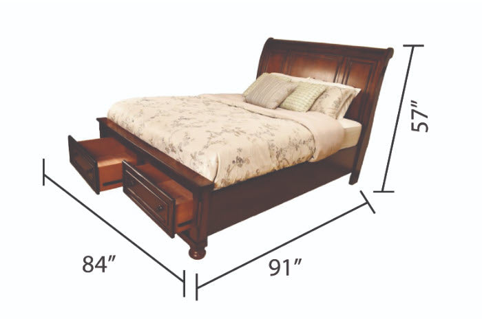 Dark Walnut Sleigh Storage Bedroom Set