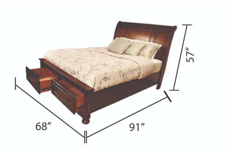 Dark Walnut Sleigh Storage Bedroom Set