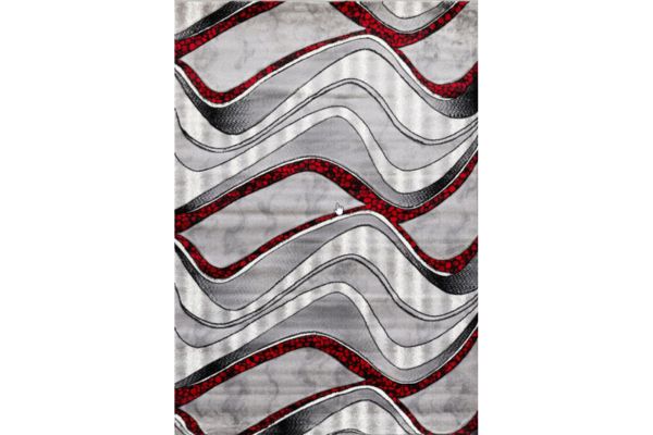 Bristol Red & Grey Wave Area Rug