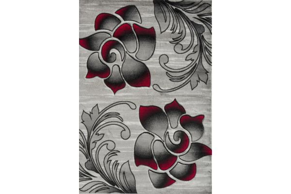 Bristol Grey & Red Flower Area Rug