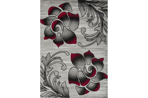 Bristol Grey & Red Flower Area Rug