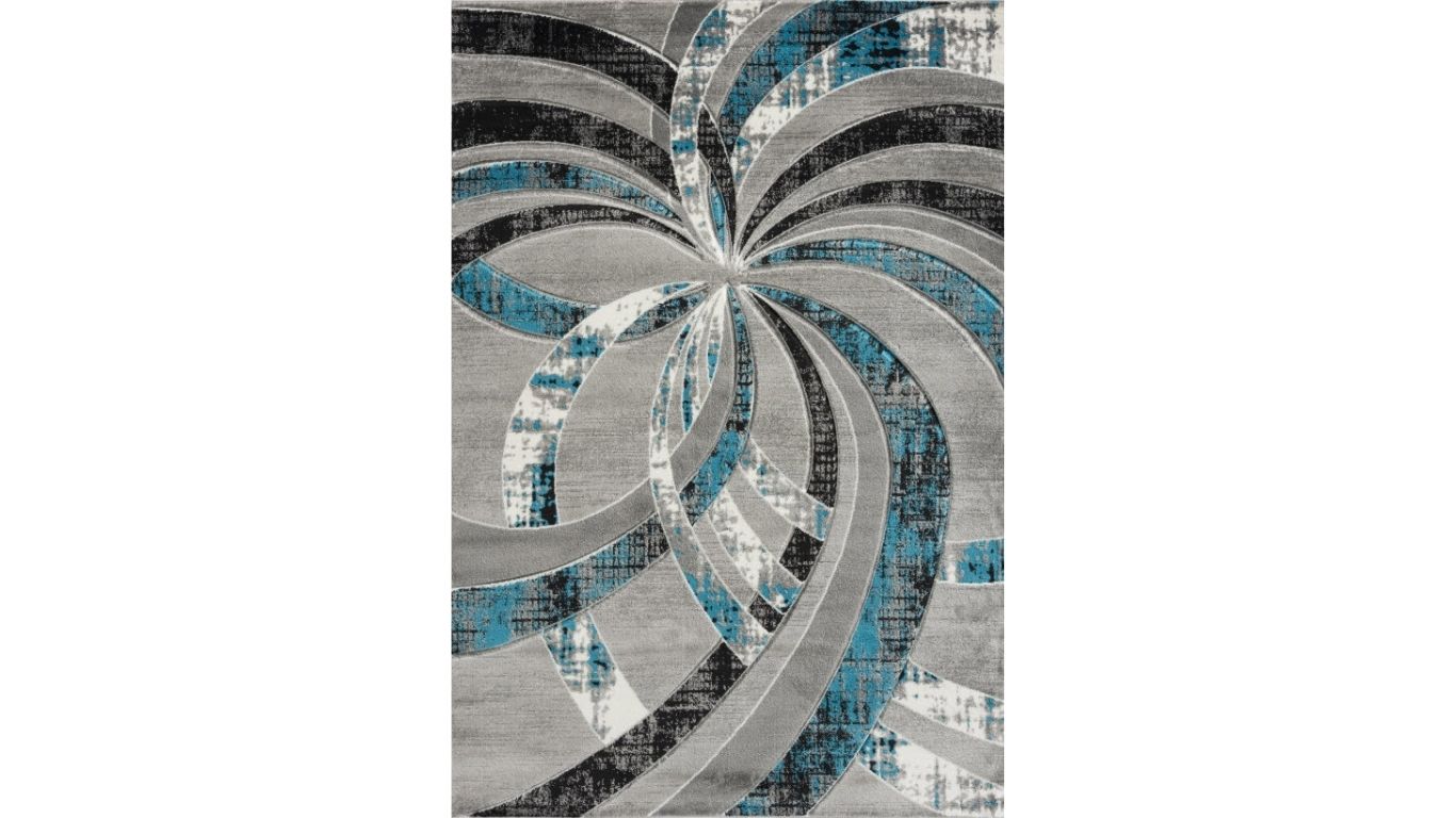 Bristol Grey & Turquoise Swirl Area Rug