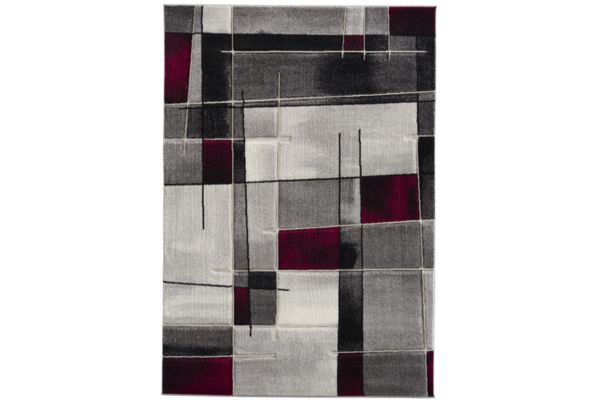 Diamond Red & Grey Square Area Rug