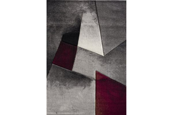 Diamond Red & Grey Abstract Area Rug