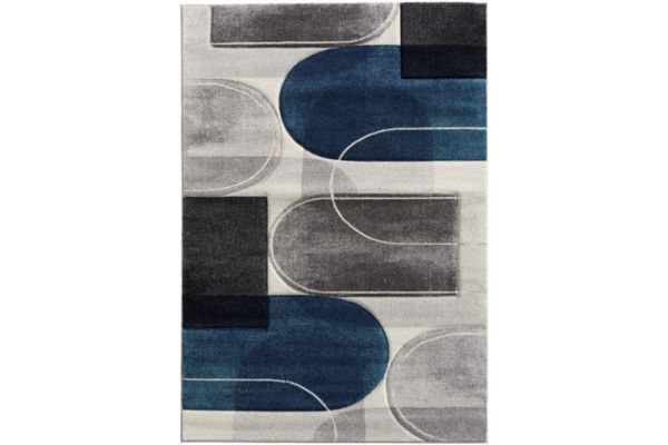 Diamond Blue & Grey Circular Area Rug