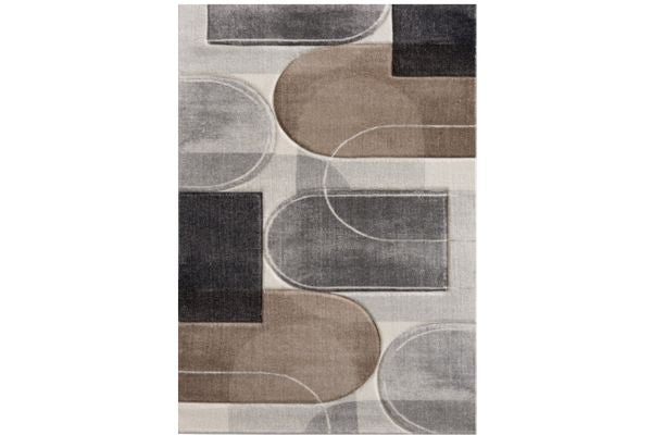 Diamond Brown & Grey Circular Area Rug