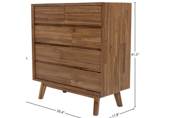 LH Gia Warm Pecan Acacia Wood Bedroom Set – Queen or King Platform Bed