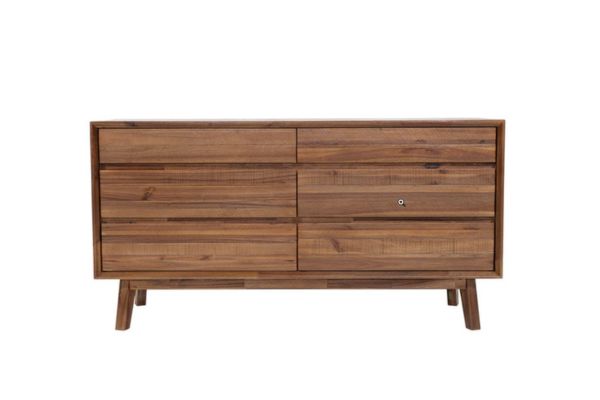 LH Gia Warm Pecan Acacia Wood Bedroom Set – Queen or King Platform Bed