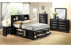 Global Black Bookcase Storage Bedroom Set