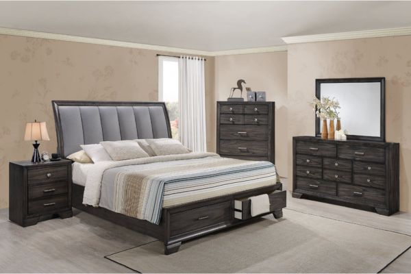 Global Furniture Upholstered Sleigh Bedroom Set