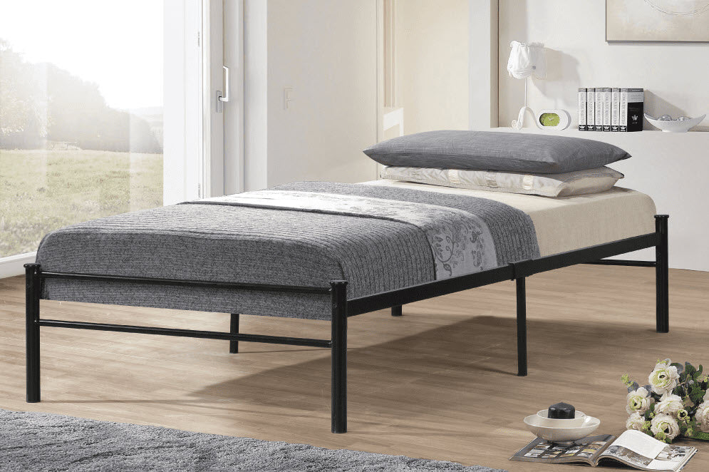 Titus T2400 Single Black Metal Platform Bed