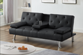 IF8091 Black Leather Klick Klack Sofa Bed
