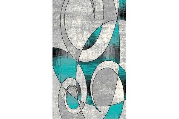 Ibiza Turquoise and Grey Area Rug