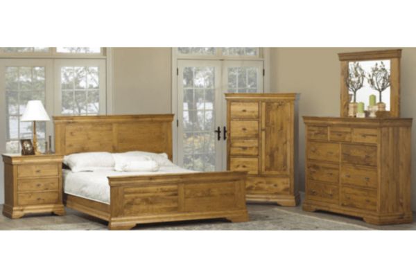 Louis Rustique Maple Wood Bedroom Set