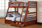 B117 Single/Double Wood Bunk Bed with 2 Drawers – 4 Colours
