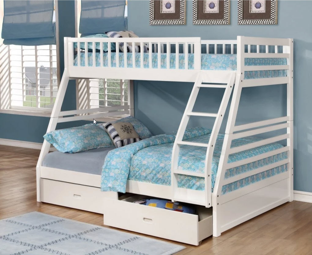 B117 Single/Double Wood Bunk Bed with 2 Drawers – 4 Colours