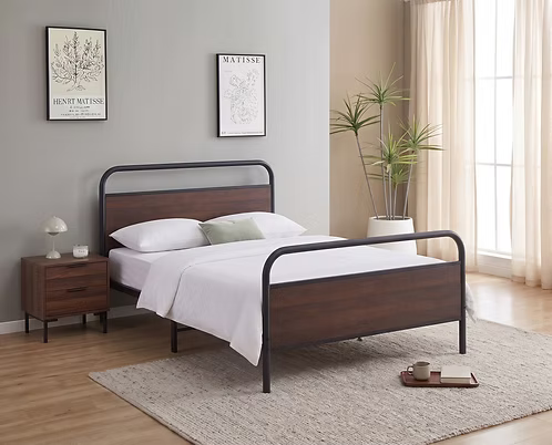 IFDC IF-5255 Wood and Steel Platform Bed