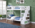 1847 White Twin Over Twin Bunk Bed with Storage