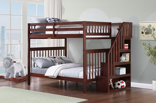 IF 1855 Espresso Double Over Double Bunk Bed with Storage