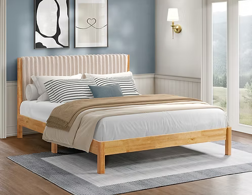 IFDC IF-5598 Beige/Wood Platform Bed