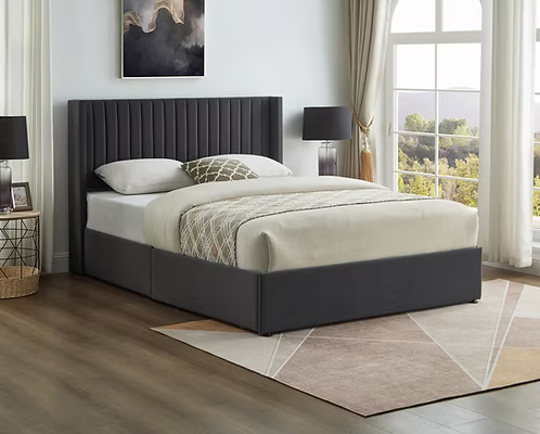 IFDC IF-5408 Grey Velvet Storage Platform Bed